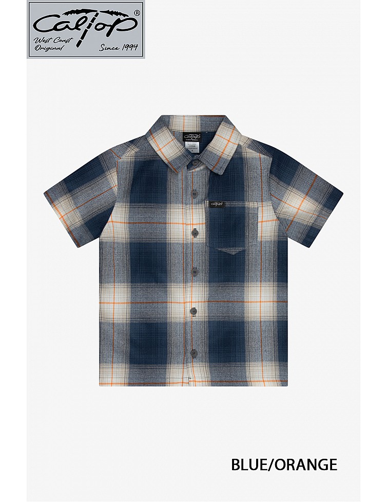 KS001 S/S PLAID : BLUE-ORANGE